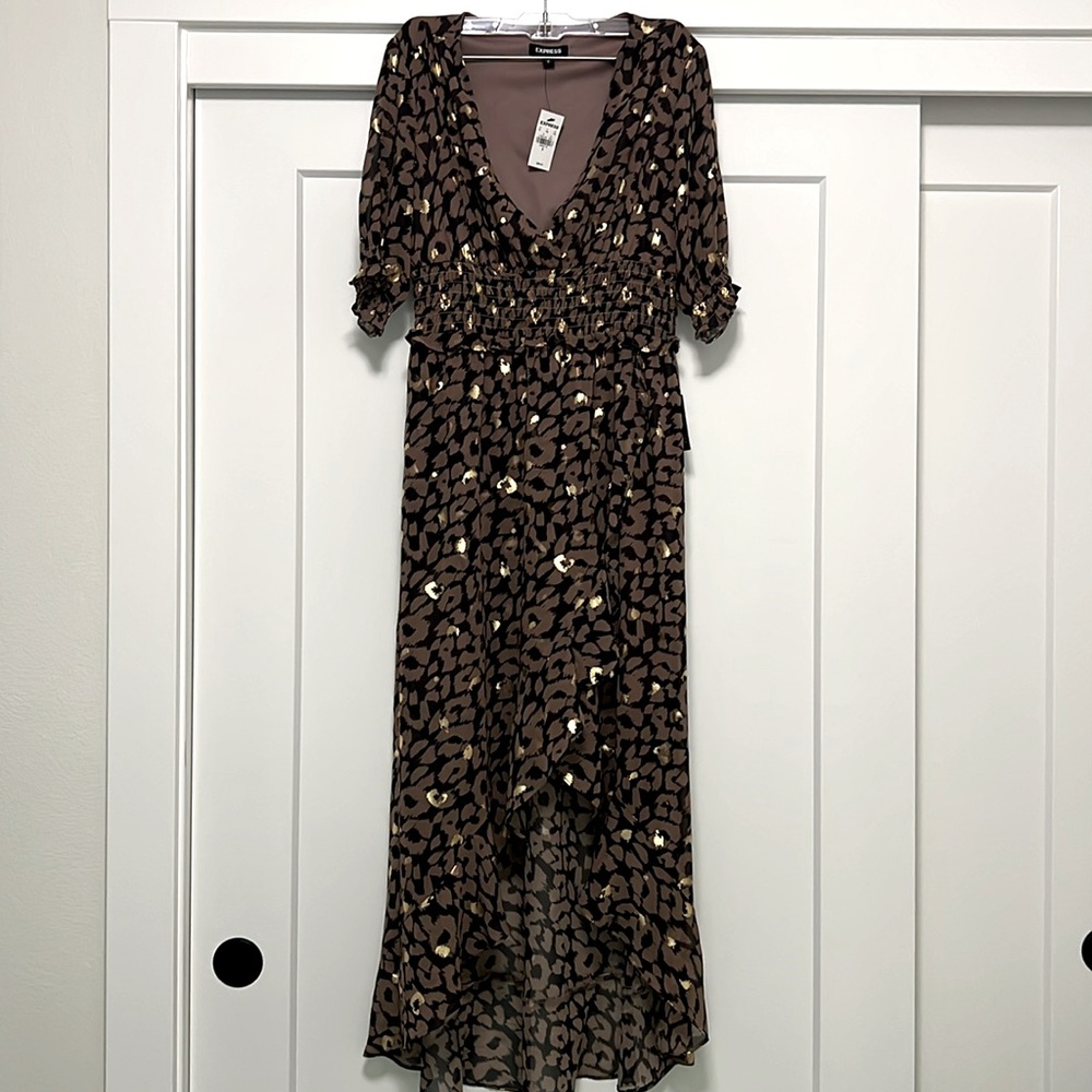 New with Tags Express Animal Print and Gold Dress